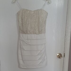 City Triangles White Sequin Mini Dress